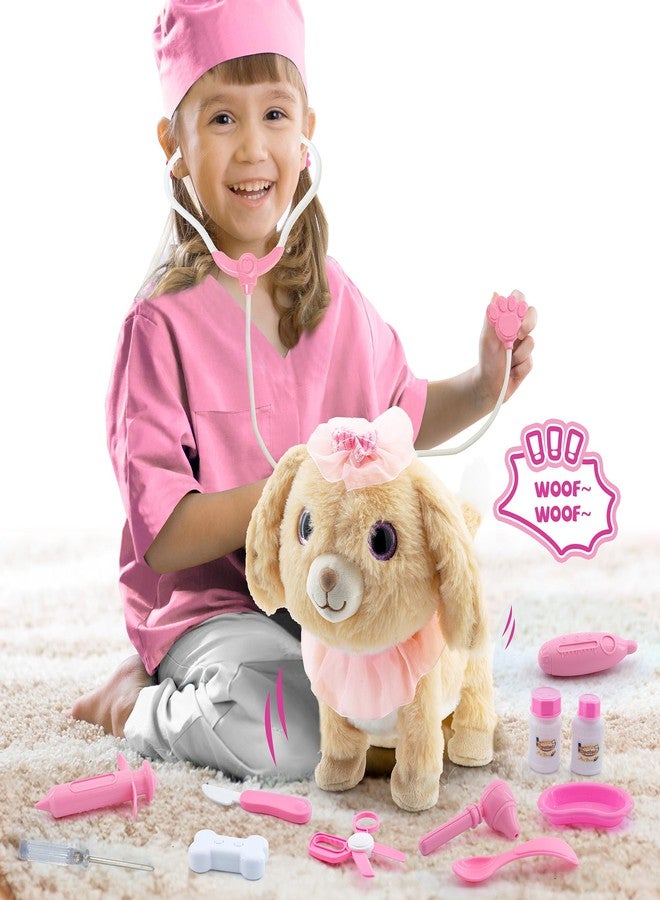 Airbition Plush Toy Dog for Girls, Interactive Dog Puppy Toys, for 2 3 4 5Year Old Toddler Kids, Walking, Barking, Tail Wagging, Remote Control Realistic Stuffed Animal, 11 Accessories - Image 1